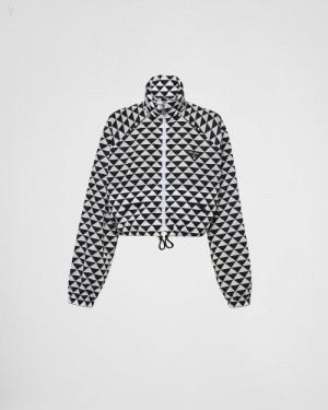 Prada Printed Re-nylon Blouson Jacket Negros | ERBG9994