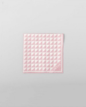 Prada Printed Silk Twill Scarf Blancos Blancos | QNCL0780