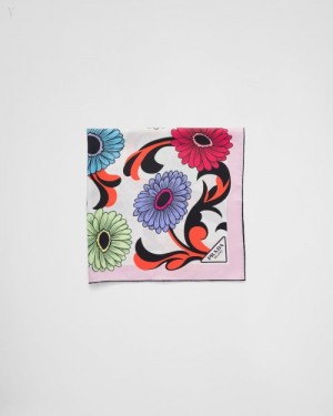 Prada Printed Silk Twill Scarf Blancos | DLEP0596