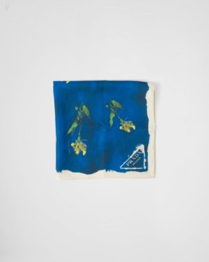 Prada Printed Silk Twill Scarf Bluette | GHYN5783