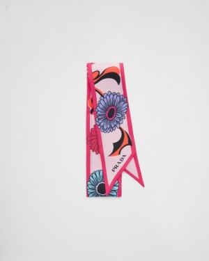 Prada Printed Silk Twill Scarf Rosas | GDXJ4768