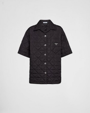 Prada Re-nylon Corta-sleeved Shirt Negros | GUEJ0782
