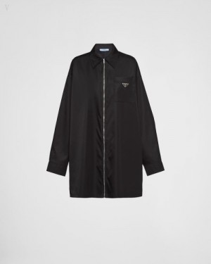 Prada Re-nylon Gabardine Shirt Negros | QKUT7061