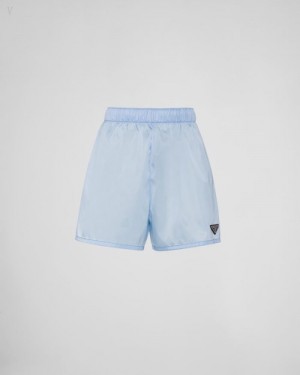 Prada Re-nylon Shorts Azules Claro | KAUU8872