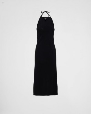 Prada Sablé Vestido Negros | YGSB8150