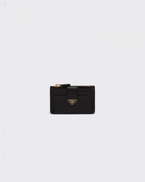Prada Saffiano And Cuero Card Holder Negros | DFLO4650