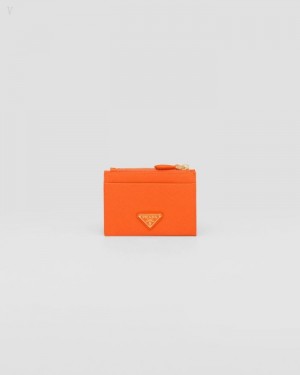 Prada Saffiano Cuero Card Holder Naranjas | JWOW6476