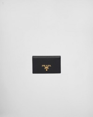 Prada Saffiano Cuero Card Holder Negros | PZJI3031
