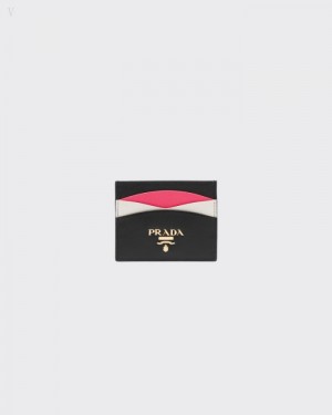 Prada Saffiano Cuero Card Holder Negros | TTMK9353