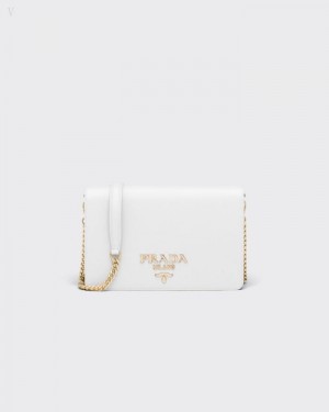 Prada Saffiano Cuero Mini Bag Blancos | LAVU9828