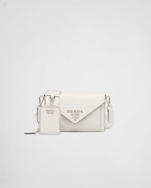 Prada Saffiano Cuero Mini Envelope Bag Blancos | FWQE0139