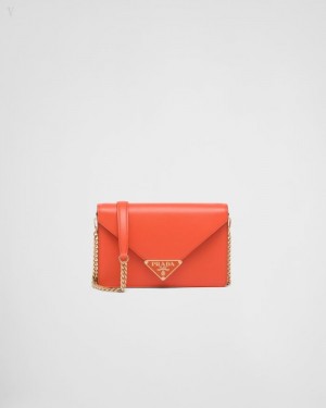 Prada Saffiano Cuero Shoulder Bag Naranjas | MRZY2680