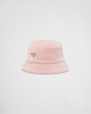 Prada Shearling Bucket Hat Morados Rosas | YQBD9721