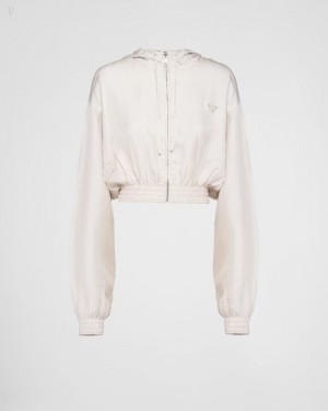 Prada Silk Twill Blouson Jacket Blancos | WGOJ1929