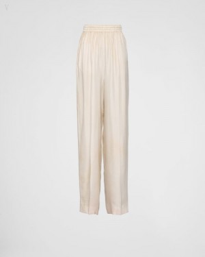 Prada Silk Twill Pants Blancos | DXYC0652