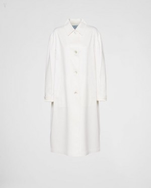 Prada Single-breasted Cashmere Coat Blancos | IHDX4686
