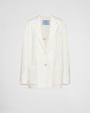 Prada Single-breasted Cashmere Jacket Blancos | MVLX3625