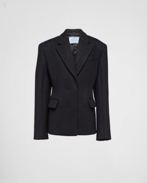 Prada Single-breasted Cloth Jacket Negros | WYMD8159