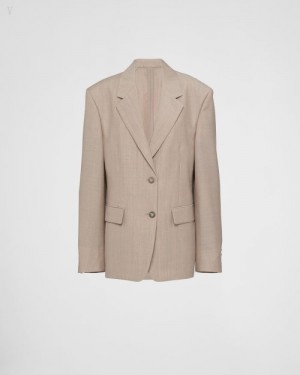 Prada Single-breasted Light Mohair Jacket Cord | OJQM8187
