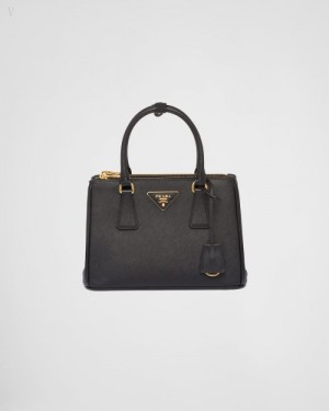 Prada Small Galleria Saffiano Cuero Bag Negros | EWML3753
