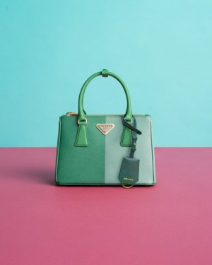 Prada Small Galleria Saffiano Special Edition Bag Turquesa Verdes | DGTZ0410
