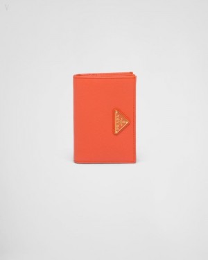 Prada Small Saffiano Cuero Wallet Naranjas | FYXF1449