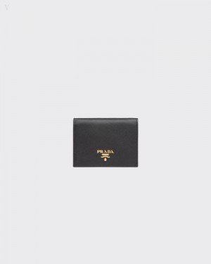 Prada Small Saffiano Cuero Wallet Negros | JZFF4765