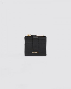 Prada Small Saffiano Cuero Wallet Negros | PZLM2326