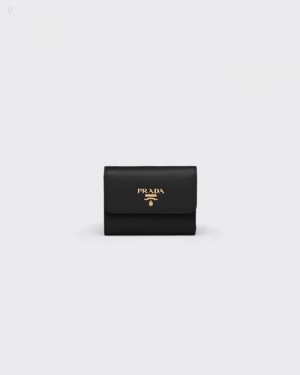 Prada Small Saffiano Cuero Wallet Negros | SUBF9339