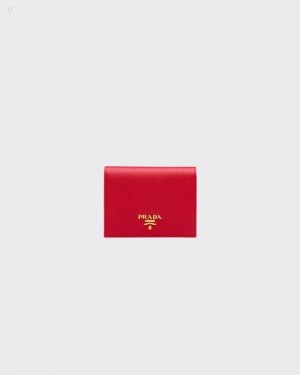 Prada Small Saffiano Cuero Wallet Rojos | FHUA9178