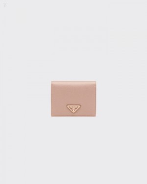 Prada Small Saffiano Cuero Wallet Rosas | KZJF8881