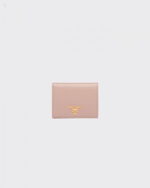 Prada Small Saffiano Cuero Wallet Rosas | SNBQ9625
