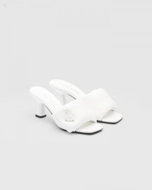 Prada Soft Acolchado Nappa Sandals Blancos | BSQB9378