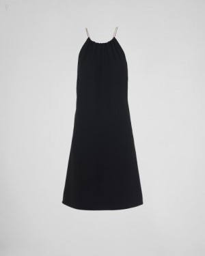 Prada Technical Broadcloth Mini-dress Negros | EHLS9265