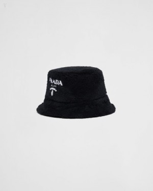 Prada Terrycloth Bucket Hat Negros Blancos | EFTF0204