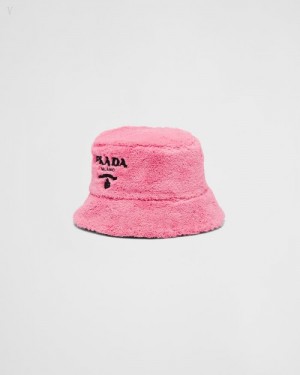 Prada Terrycloth Bucket Hat Rosas Negros | LJGL7013