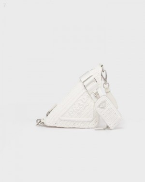 Prada Triangle Crochet Bag Blancos | IFWD9637
