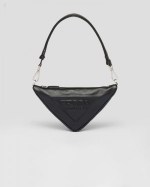 Prada Triangle Cuero Mini-bag Negros | SHBA6792
