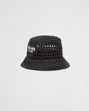 Prada Woven Fabric Bucket Hat Negros | WDDZ3385