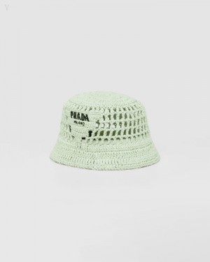 Prada Woven Fabric Bucket Hat Turquesa Claro | EGBE5729
