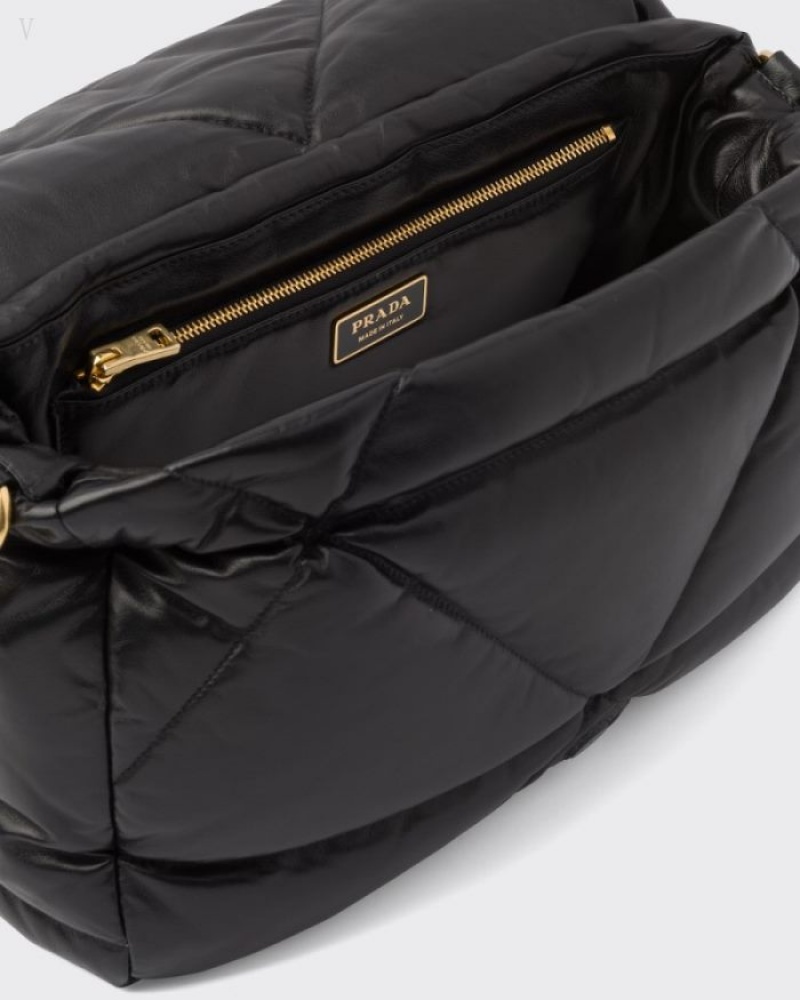 Prada Acolchado Nappa Cuero Shoulder Bag Negros | EUHH8424