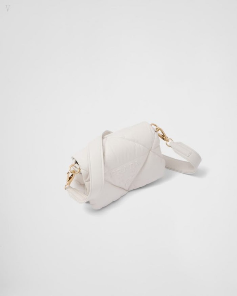 Prada Acolchado Nappa Cuero Shoulder Bag Blancos | DBGO1714