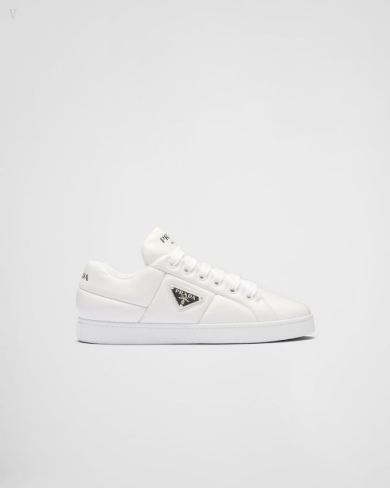 Prada Acolchado Nappa Cuero Sneakers Blancos | MGCE4558