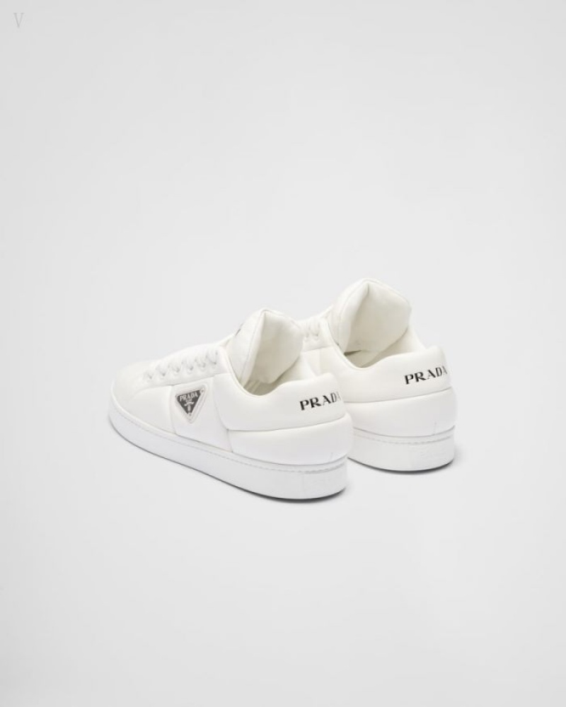 Prada Acolchado Nappa Cuero Sneakers Blancos | MGCE4558