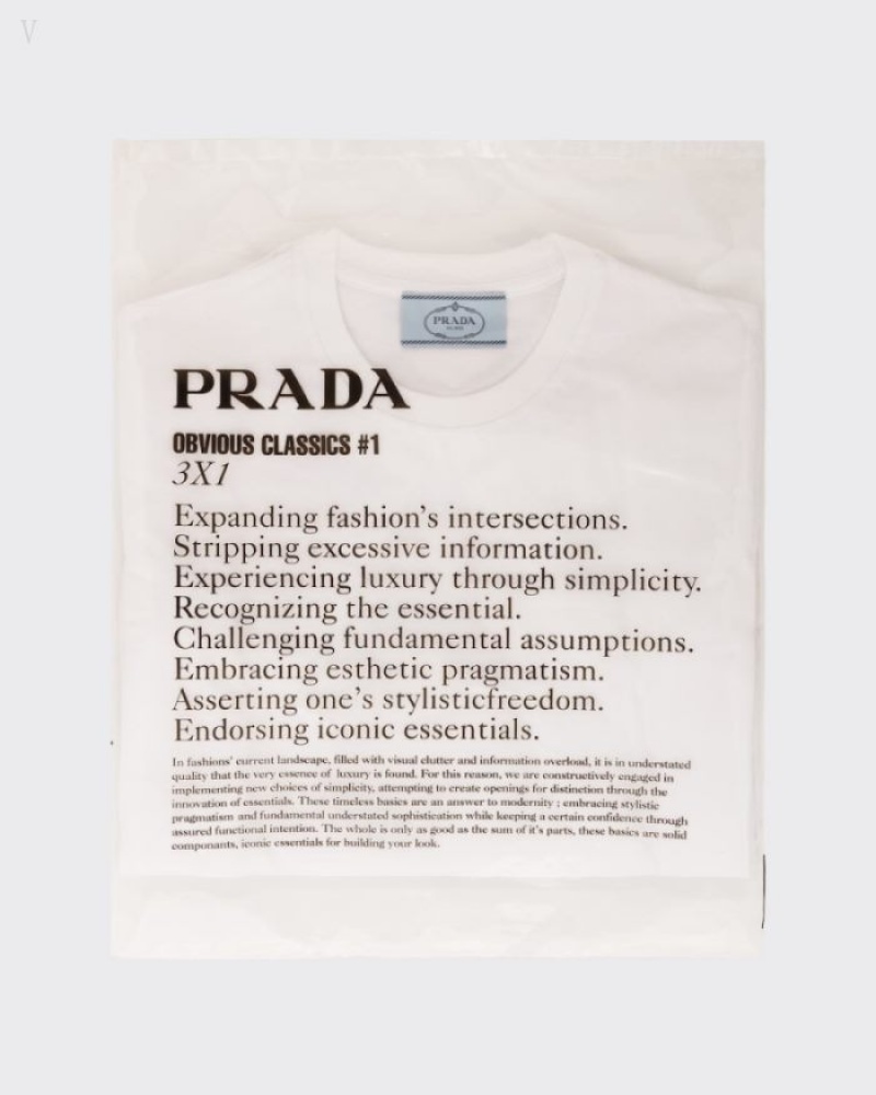 Prada Algodon Jersey T-shirt, 3 Pack Set Blancos | FJAM7662
