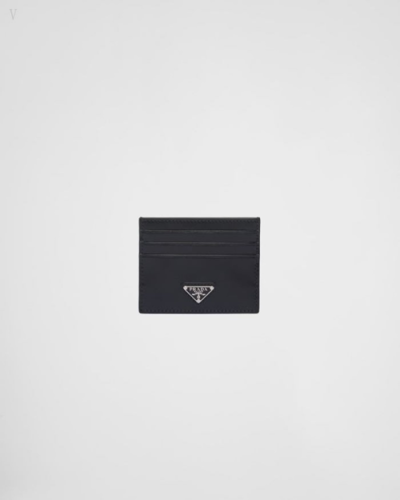 Prada Brushed Cuero Card Holder Negros | JZXE8392