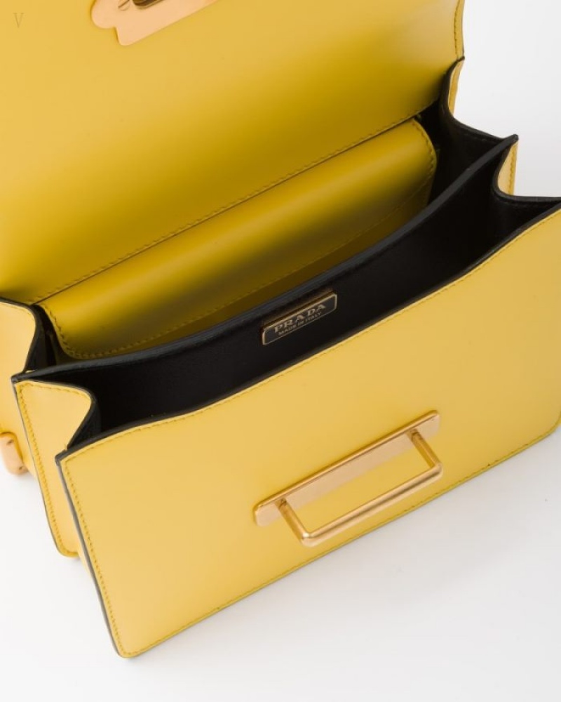 Prada Cahier Cuero Bag Amarillos | EGWI0447