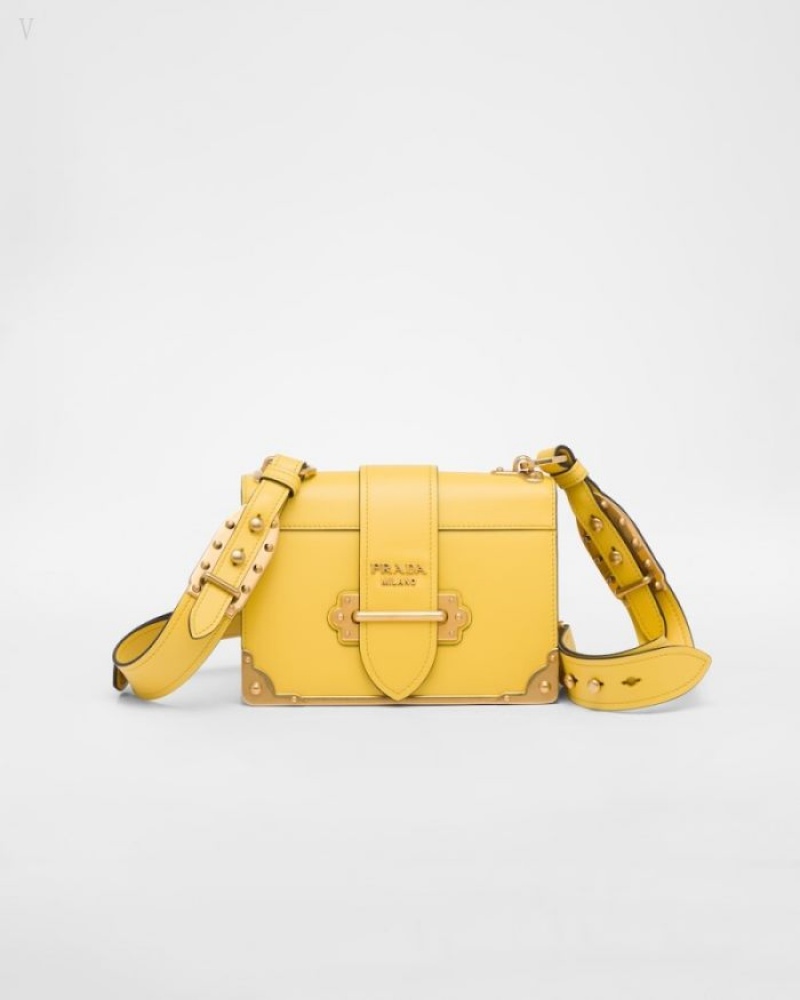 Prada Cahier Cuero Bag Amarillos | EGWI0447
