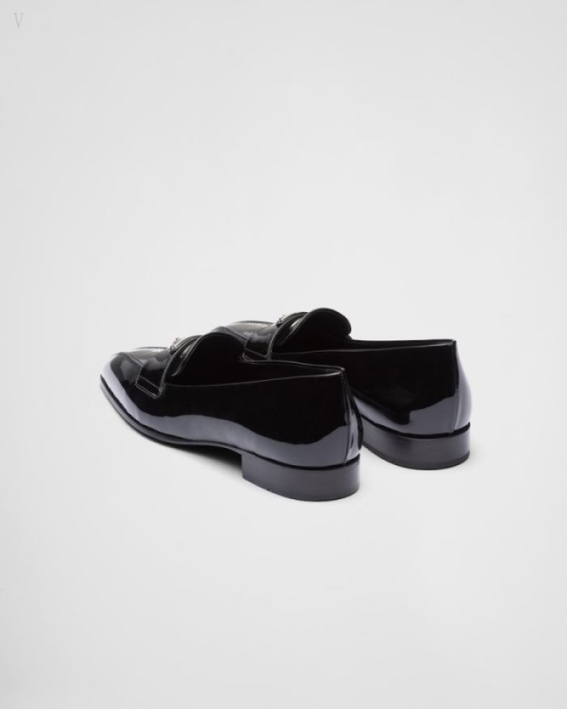 Prada Charol Cuero Loafers Negros | ISZH5220