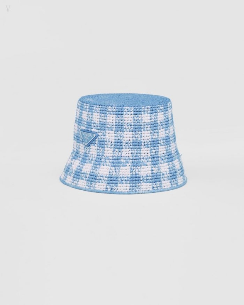 Prada Crochet Bucket Hat Azules Claro | JOHP1738